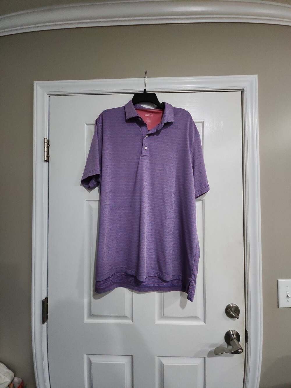 Johnnie-O Performance Polo Shirt Purple Striped XL